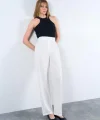 Kemeri Cırtlı Pantolon  Ekru