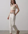 Kemerli Havuç Pantolon - Ekru