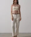 Kemerli Havuç Pantolon - Ekru