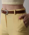 Kemerli Havuç Pantolon - Sarı
