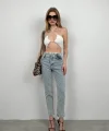 Kemersiz Düşük Bel Jean