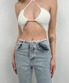 Kemersiz Düşük Bel Jean