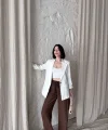 Keten Blazer Caket  Beyaz