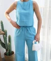 Keten Bluz Ve Pantolon İki̇li̇ Takim