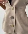 KETEN GOLD DÜĞMELİ YELEK - PANTOLON TK - Bej