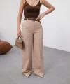 Keten Kemerli̇ Ve Dökümlü Palazzo Pantolon (Kemer Dahi̇l)