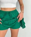 Keten Şortlu Etek - Yeşil