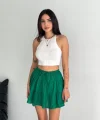 Keten Şortlu Etek - Yeşil