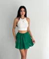 Keten Şortlu Etek - Yeşil