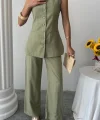 KETEN YELEK - PANTOLON TAKIM - Yeşil