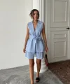 KETEN YELEK - ŞORT TAKIM - Mavi
