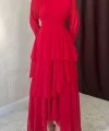 Kırmızı Bel Detaylı Elbise