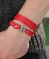 Kırmızı Renk Deri Erkek Bileklik Kombin