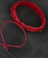 Kırmızı Renk İpli Yeni Sezon Deri Erkek Bileklik