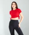 Kırmızı Yandan Büzgülü Crop