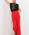 Kırmızı Yüksek Bel Palazzo Pantolon 6646