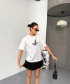 Kısa Kol Baskılı T-shirt - Beyaz