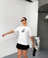 Kısa Kol Baskılı T-shirt - Beyaz