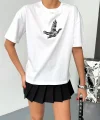 Kısa Kol Baskılı T-shirt - Beyaz