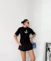 Kısa Kol Baskılı T-shirt - Siyah