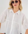 Kısa Kol Crop Gömlek 20335 - Beyaz