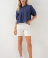 Kısa Kol Crop Gömlek 20335 - İndigo