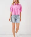 Kısa Kol Crop Gömlek 20335 - Pudra