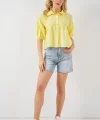 Kısa Kol Crop Gömlek 20335 - Sarı