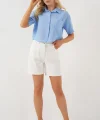 Kısa Kol Crop Gömlek 20341 - Mavi