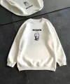 Kışlık Bisiklet Yaka Baskılı SweatShirt - Beyaz
