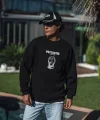Kışlık Bisiklet Yaka Baskılı SweatShirt - Siyah