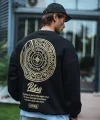 Kışlık Bisiklet Yaka Ön Ve Arka Baskılı SweatShirt - Siyah
