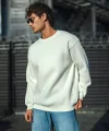 Kışlık Bisiklet Yaka Üç İplik Basic SweatShirt - Beyaz