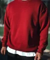 Kışlık Bisiklet Yaka Üç İplik Basic SweatShirt - Bordo