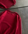 Kışlık Bisiklet Yaka Üç İplik Basic SweatShirt - Bordo