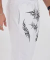 Kışlık Üç İplik Baskılı Eşofman Pantolon - Beyaz