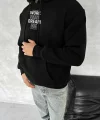 Kışlık Üç İplik Kapüşonlu SweatShirt - Siyah