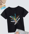 Kız Çocuk Baskılı T-Shirt- Siyah