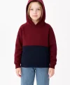 Kız Çocuk Kapüşonlu Kanguru Çepli Parçalı SweatShirt - Renkli