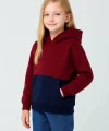 Kız Çocuk Kapüşonlu Kanguru Çepli Parçalı SweatShirt - Renkli