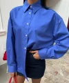 Klasik Oversize Poplin Gömlek 3421