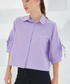 Kol Detaylı Lila Crop Gömlek 20246