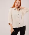 Kol Katlama Detaylı Bej Gömlek