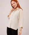 Kol Katlama Detaylı Bej Gömlek