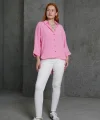 Kol Katlama Detaylı Pembe Gömlek