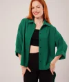 Kol Katlama Detaylı Zümrüt Yeşili Gömlek