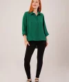 Kol Katlama Detaylı Zümrüt Yeşili Gömlek