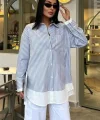 Kol Ve Etek Ucu Garnili Over Gömlek 3455