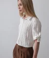 Kolları Bağlamalı Crop Gömlek - Ekru