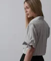 Kolları Bağlamalı Crop Gömlek - Gri